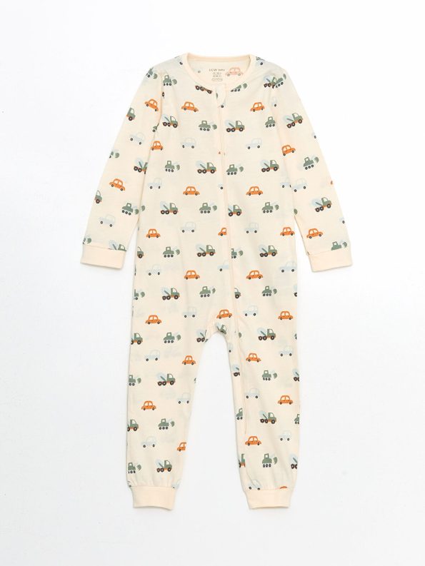 LCW Baby Green Printed Crew Neck Bodysuit Set for Boys