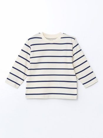 LCW Baby Blue Printed Crew Neck Sweatshirt Set for Boys