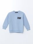 LCW Kids Blue Crew Neck Printed Boys Sweatshirt