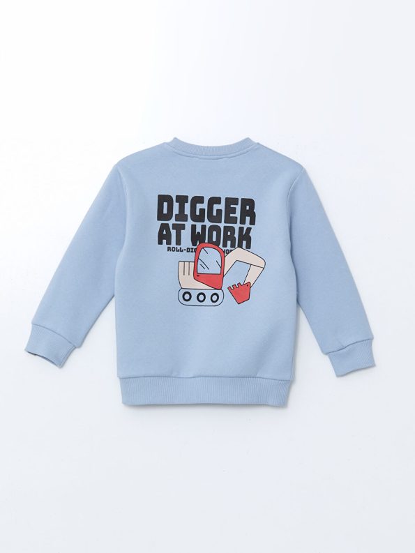 LCW Kids Blue Crew Neck Printed Boys Sweatshirt