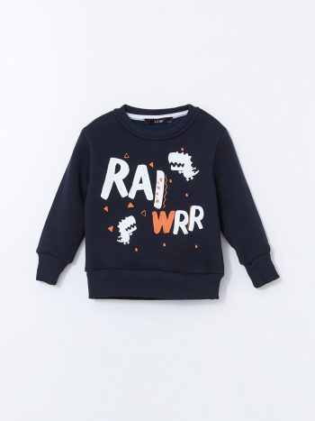 LCW Kids Navy Blue Printed Boys Sweatshirt