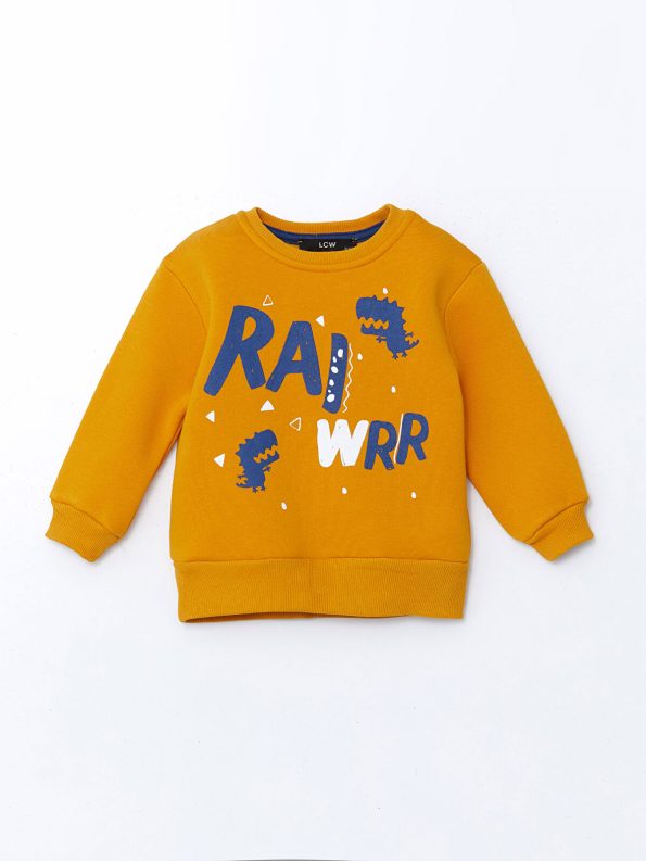 LCW Kids Yellow Printed Crew Neck Sweatshirt