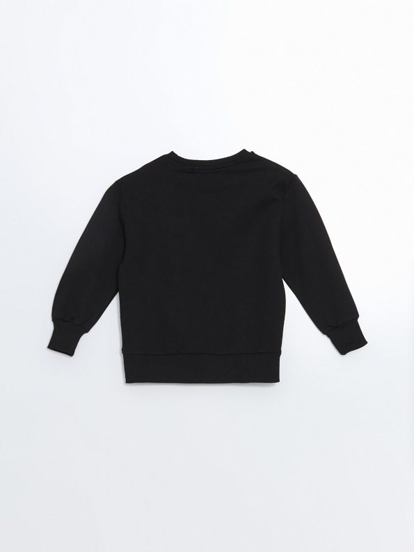 LCW Kids Black Crew Neck Thick Sweatshirt for Boys