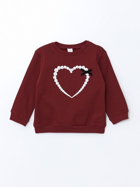 Printed Long Sleeve Crew Neck Sweatshirt for Baby Girls