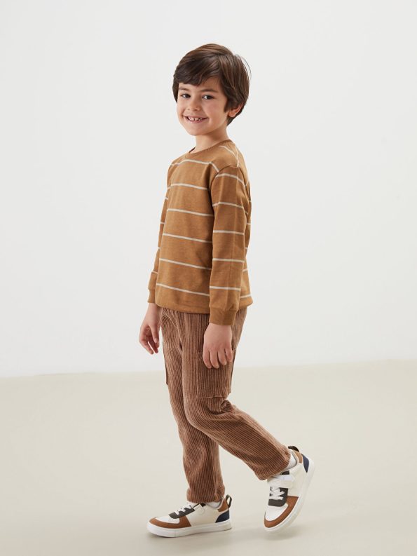 LCW Kids Brown Elastic Waist Velvet Boys Pants