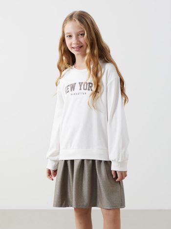 Printed Long Sleeve Crew Neck T-Shirt for Girls