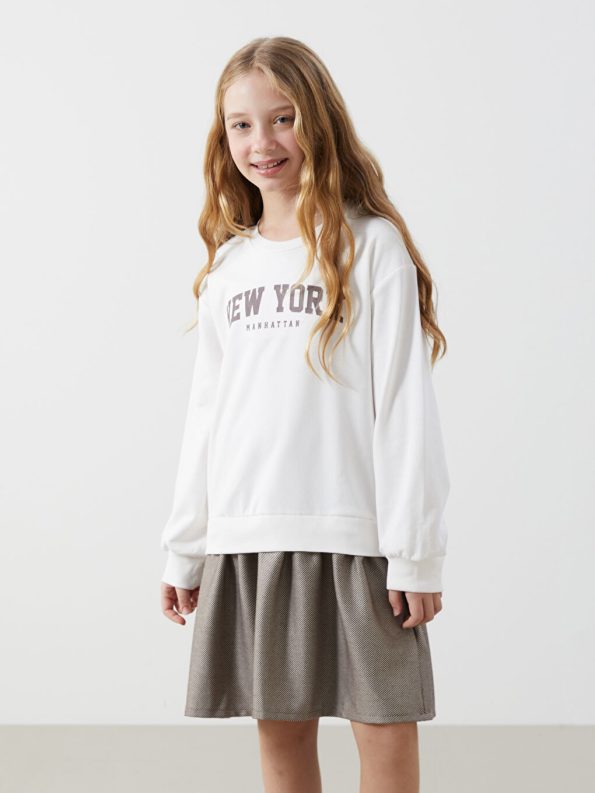 Printed Long Sleeve Crew Neck T-Shirt for Girls