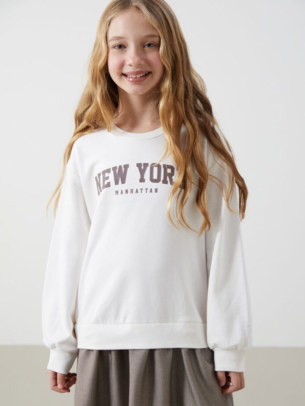 Printed Long Sleeve Crew Neck T-Shirt for Girls