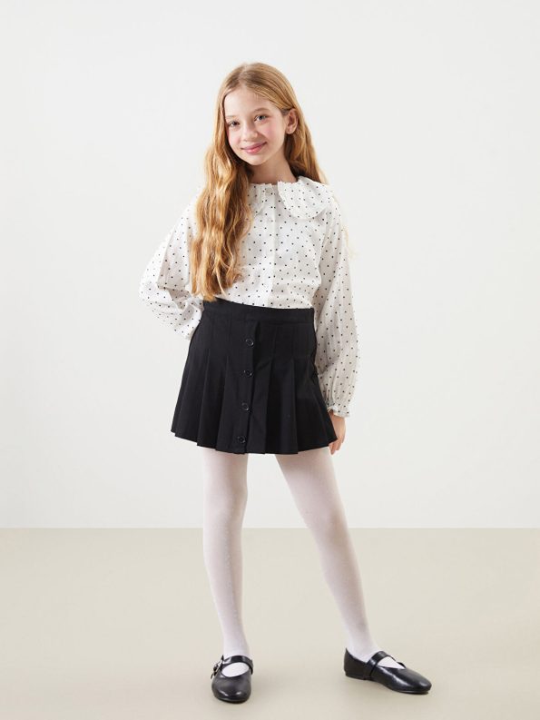 LCW Kids Cream Peter Pan Collar Polka Dot Shirt