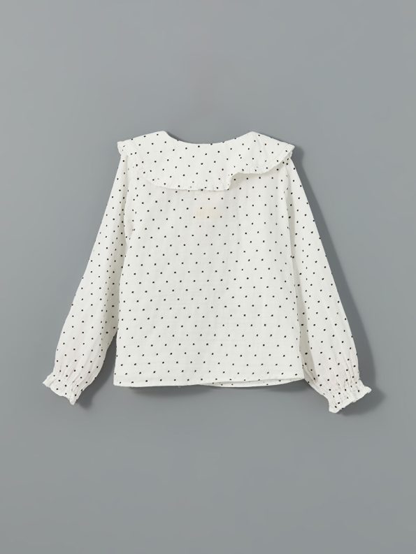 LCW Kids Cream Peter Pan Collar Polka Dot Shirt