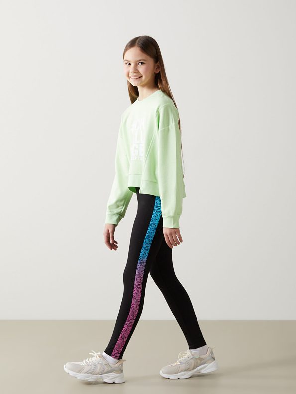 LCW Kids Black Elastic Waist Leggings for Girls