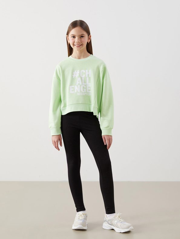 LCW Kids Black Elastic Waist Leggings for Girls