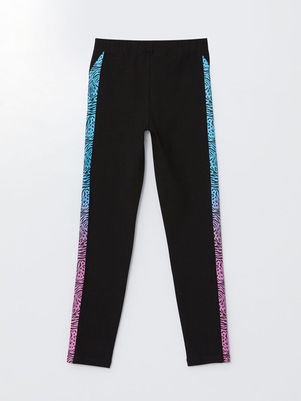 LCW Kids Black Elastic Waist Leggings for Girls