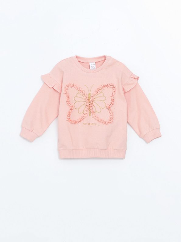 LCW Baby Pink Crew Neck Sweatshirt and Leggings Set