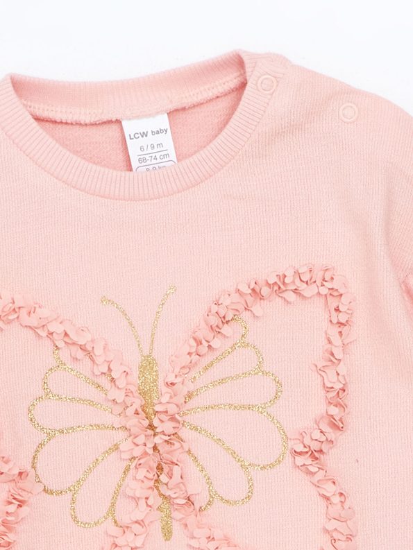 LCW Baby Pink Crew Neck Sweatshirt and Leggings Set