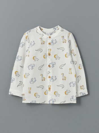 LCW Baby Cream Printed Collar Shirt for Boys