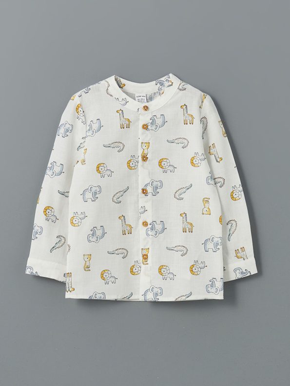 LCW Baby Cream Printed Collar Shirt for Boys