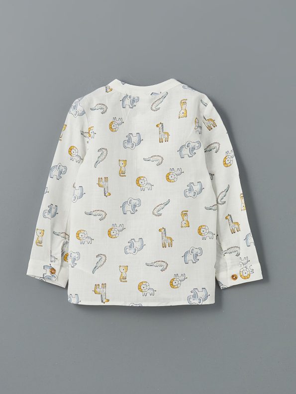 LCW Baby Cream Printed Collar Shirt for Boys