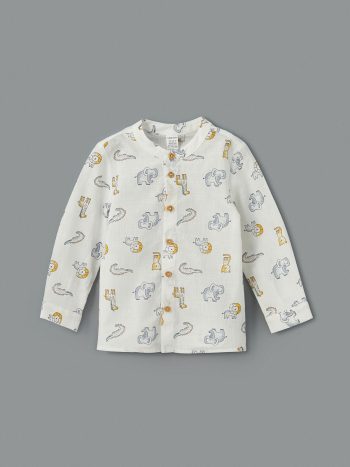 LCW Baby Cream High Collar Boys' Shirt and Pants Set