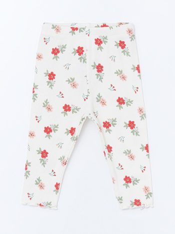 LCW Baby Ecru Floral Print Girls' Leggings
