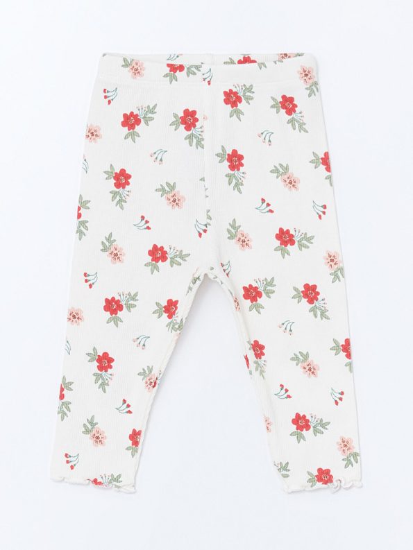 LCW Baby Ecru Floral Print Girls' Leggings