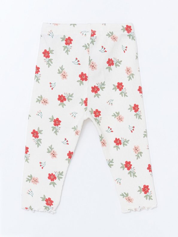 LCW Baby Ecru Floral Print Girls' Leggings
