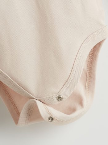 LCW Baby Beige Graphic Printed Short Sleeve Bodysuit