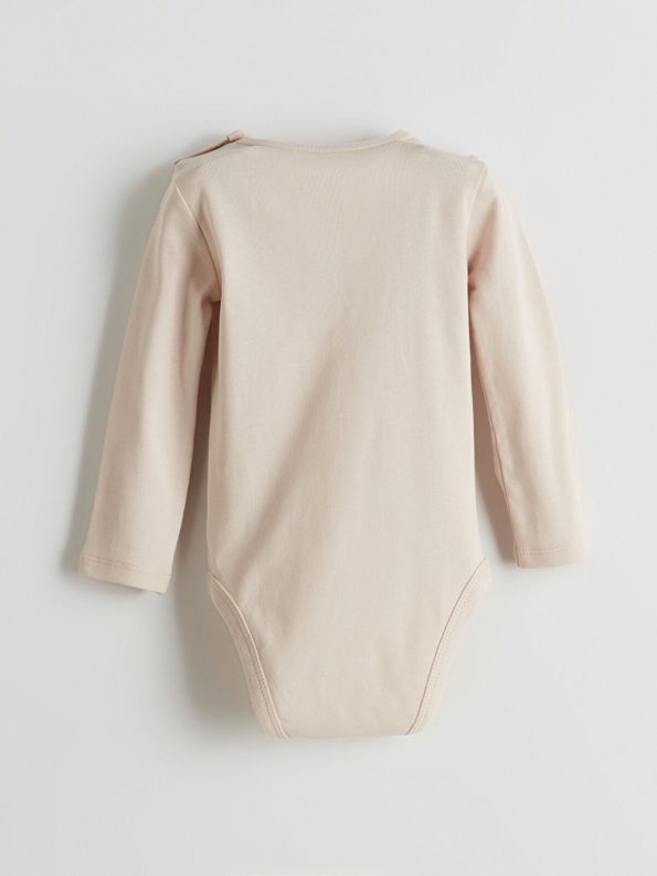 LCW Baby Beige Graphic Printed Short Sleeve Bodysuit