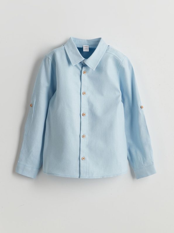 LCW Kids Blue Long Sleeve Basic Shirt for Boys