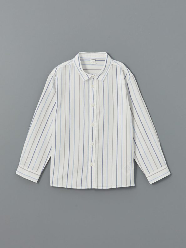LCW Kids Beige Long Sleeve Striped Shirt for Boys