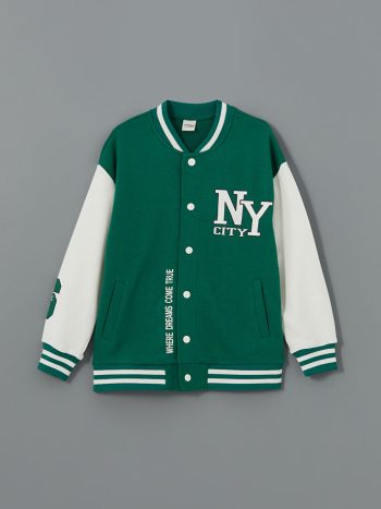 Hooded Printed Long Sleeve Boys Zip-Up Sweatshirt
