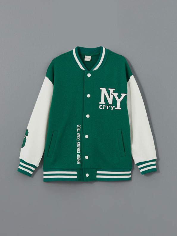 Hooded Printed Long Sleeve Boys Zip-Up Sweatshirt