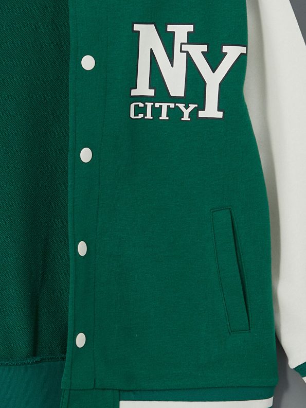 Hooded Printed Long Sleeve Boys Zip-Up Sweatshirt