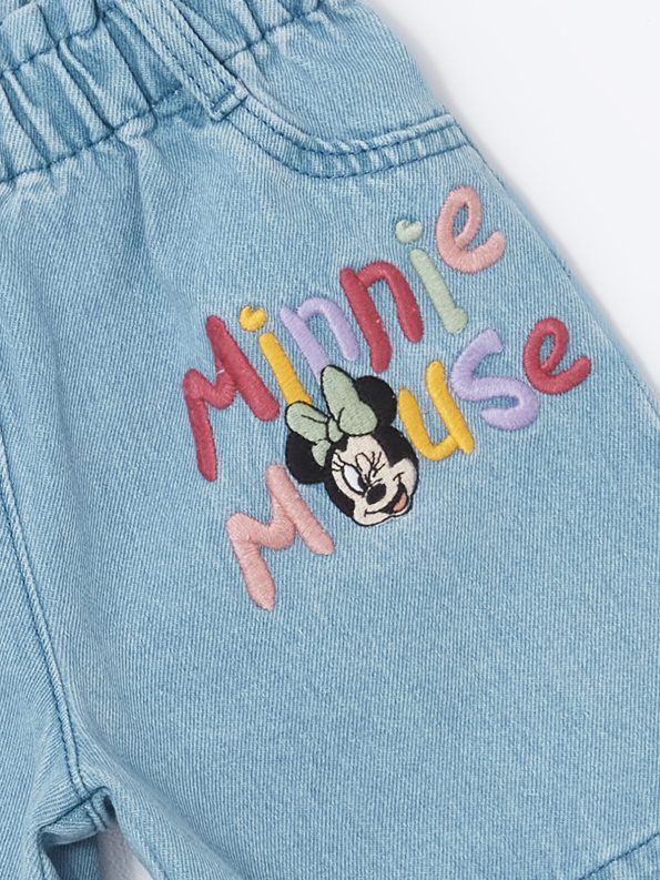 LCW Kids Blue Minnie Mouse Embroidered Girls' Denim Shorts