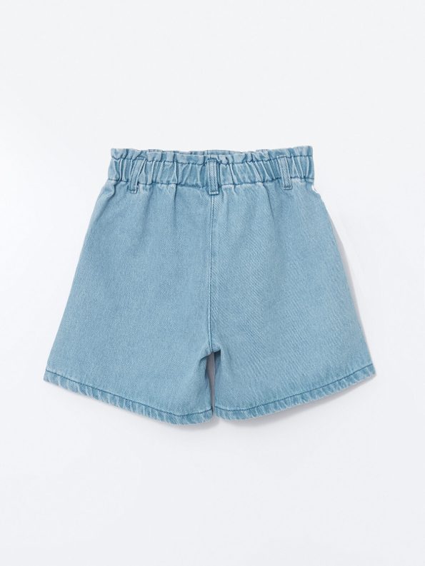 LCW Kids Blue Minnie Mouse Embroidered Girls' Denim Shorts