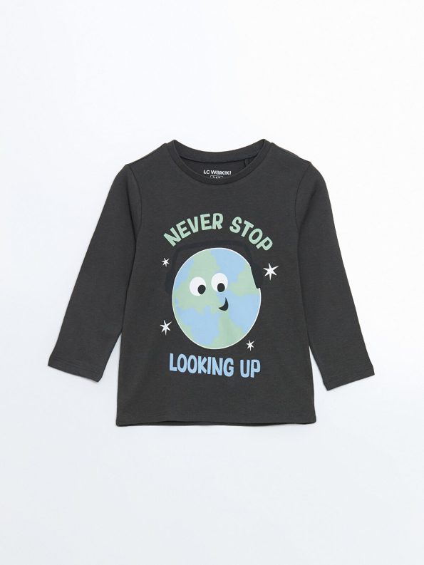 LCW Kids Gray Crew Neck Boys' Pajama Set