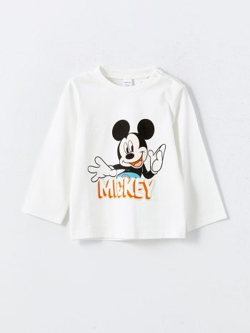 LCW Baby Beige Mickey Mouse Printed Boys' Outfit