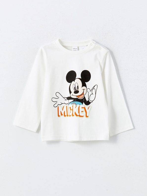 LCW Baby Beige Mickey Mouse Printed Boys' Outfit