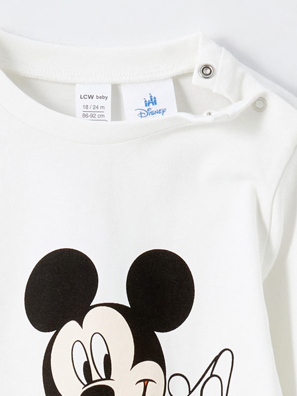 LCW Baby Beige Mickey Mouse Printed Boys' Outfit
