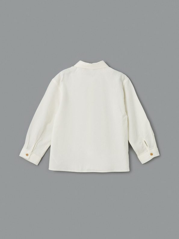 LCW Kids Cream Basic Long Sleeve Boys' Shirt