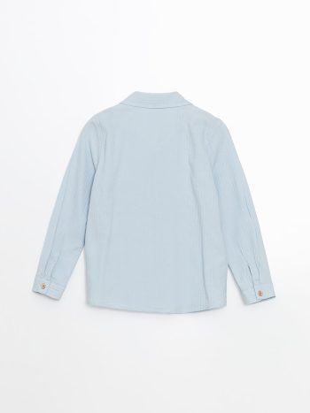 LCW Kids Blue Textured Krinkle Shirt for Boys