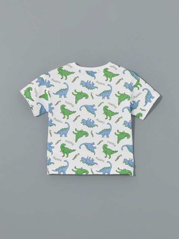 LCW Kids White Printed Short Sleeve Pajama Set for Boys