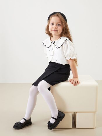LCW Kids Cream Peter Pan Collar Girls' Shirt and Skirt Set
