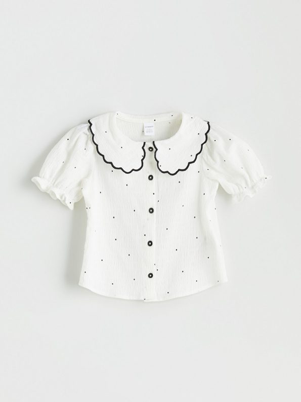 LCW Kids Cream Peter Pan Collar Girls' Shirt and Skirt Set