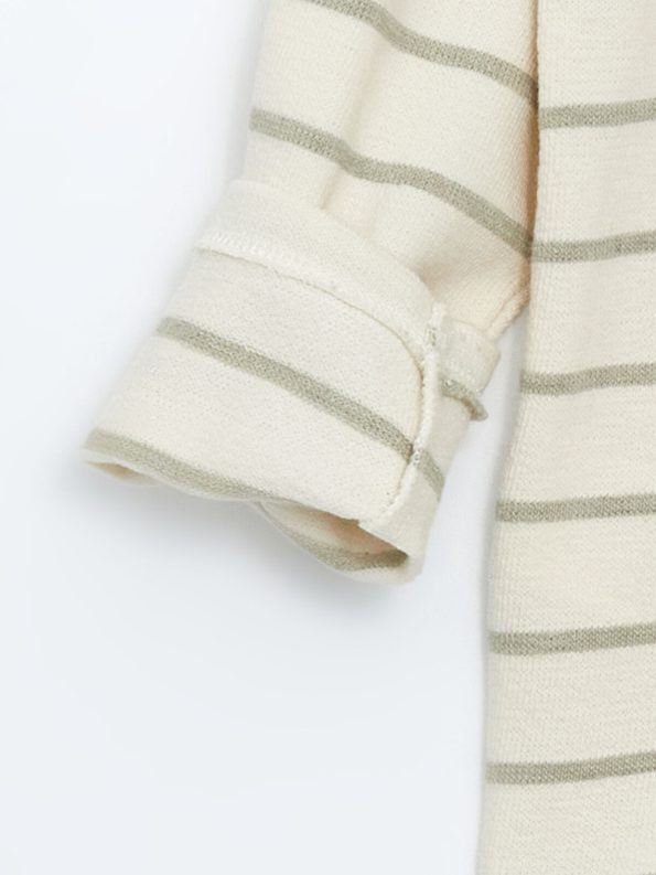 LCW Kids Green Textured Fabric Striped Boys T-Shirt