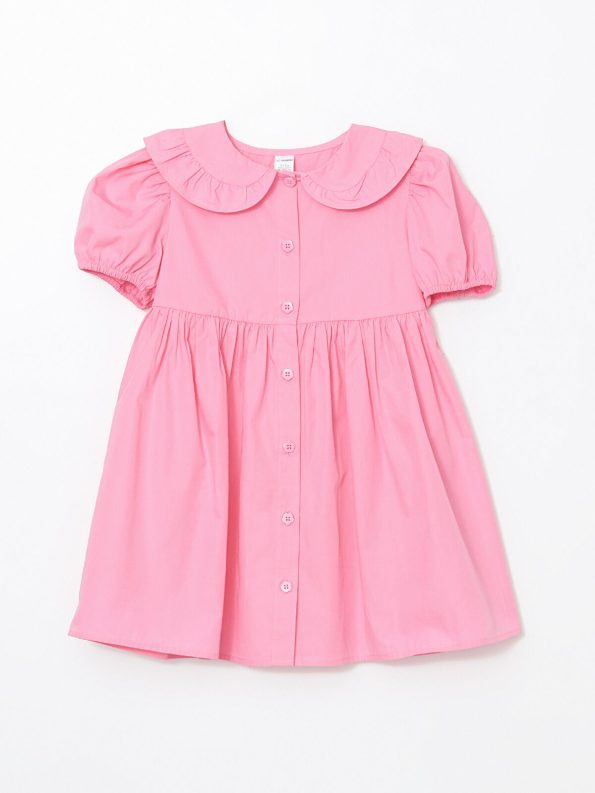 LCW Kids Pink Peter Pan Collar Poplin Dress
