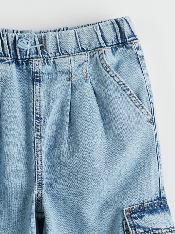 LCW Kids Blue Elastic Waist Cargo Jean Pants