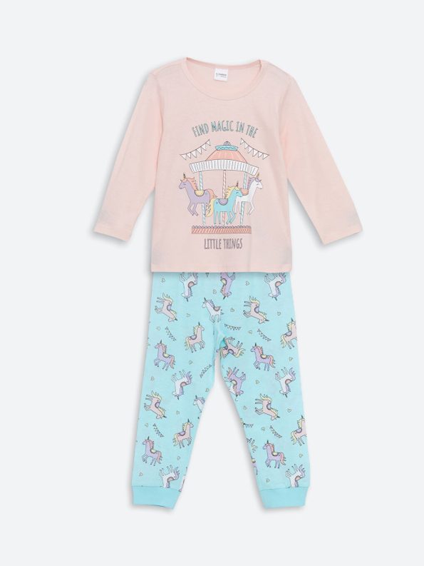 Girls' Crew Neck Blouse and Leggings Set