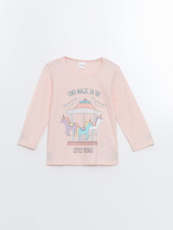 Girls' Crew Neck Blouse and Leggings Set