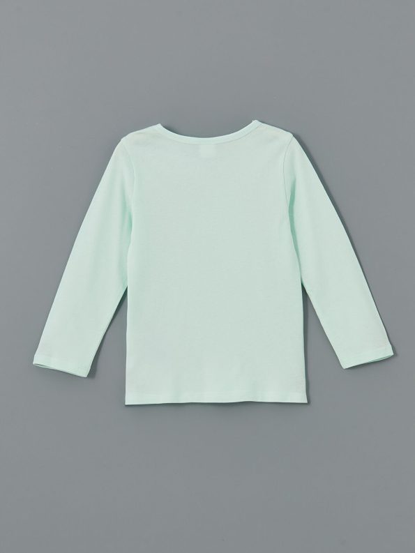 LCW Kids Turquoise Printed T-Shirt and Pants Set for Girls